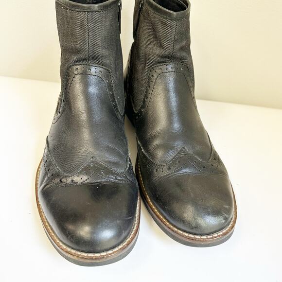 RUDSAK Men’s Black Leather Wingtip Brogue Chelsea Boots – Size 42 US 9 - Picture 2 of 11